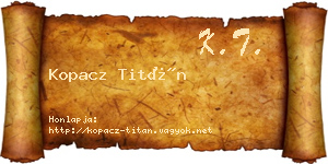 Kopacz Titán névjegykártya